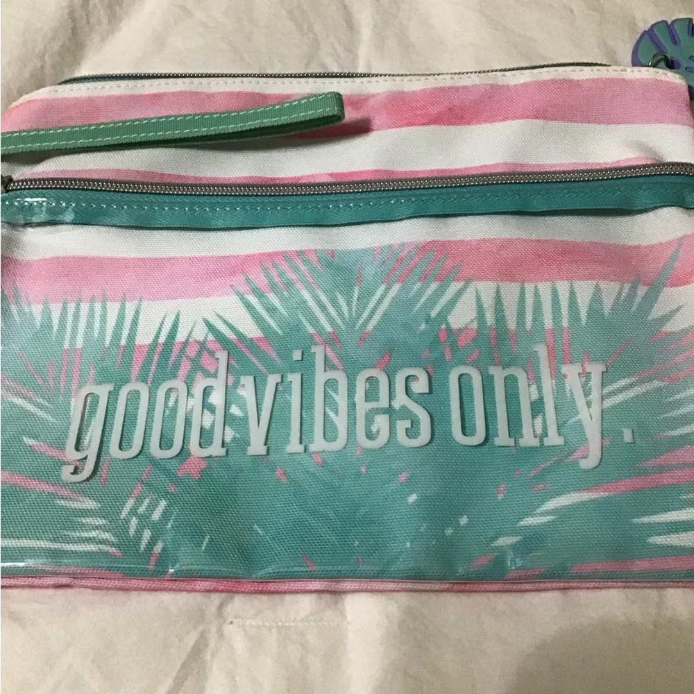 Striped Pouch with Tropical Design